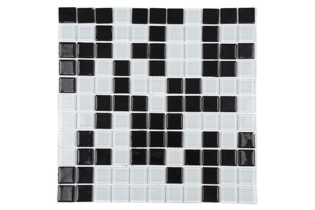 Pastilha de Vidro Mesclada Preto E Branco 30 X 30 Cm 1 Peça