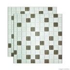 Pastilha de vidro Miscelanea placa 29,2x29,2cm cinza e branco Glass Mosaic