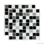 Pastilha de vidro Patchwork placa 29,2x29,2cm preto e branco Glass Mosaic