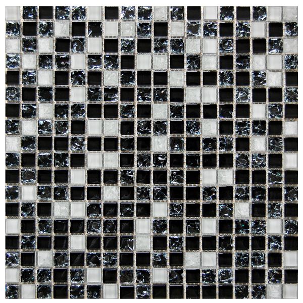 Pastilha Grieta Branco e Preto 30x30cm Vetromani