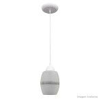 Pendente Classic 1 lâmpada com barrica fosca e filetada média branco Joanto