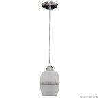 Pendente Classic 1 lâmpada com barrica fosca e filetada média cromado Joanto