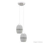 Pendente Classic 2 lâmpadas com barricas foscas e filetadas pequenas branco Joanto