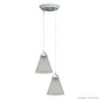 Pendente Classic 2 lâmpadas com tulipas cone foscas e filetadas branco Joanto