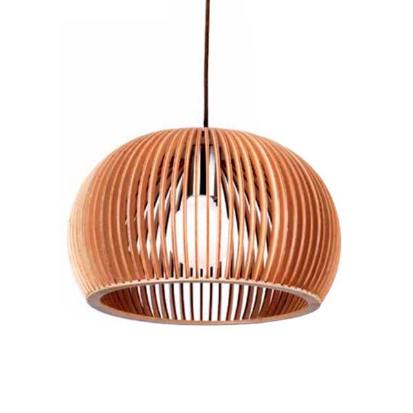 Pendente Damafe Wood Nature Redondo Silicone Marrom Bivolt