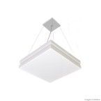 Pendente de alumínio Bilbão quadrado para 4 lâmpadas eletrônicas 20W 36x36cm branco Tualux