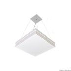 Pendente de alumínio Bilbão quadrado para 6 lâmpadas eletrônicas 20W 50x50cm branco Tualux