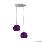 Pendente de alumínio com 2 bolas 2 lâmpadas 60W roxo Pantoja