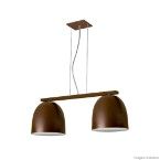 Pendente de alumínio duplo de para 2 lâmpadas E27 26x76x28cm café Pantoja