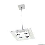 Pendente de alumínio quadrado para 4 lâmpadas E27 branco com transparente Pantoja