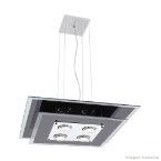 Pendente de alumínio Spacial quadrado vidro preto 4 lâmpadas 100W Pantoja