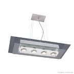 Pendente de alumínio Spacial retangular vidro preto 4 lâmpadas 100W Pantoja