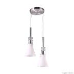 Pendente de vidro e alumínio para 2 lâmpadas E27 duplo reto branco OL