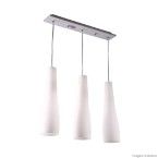 Pendente de vidro e alumínio para 3 lâmpadas E27 triplo alongado reto branco OL