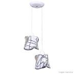 Pendente de vidro Hélice craquelado 2 lâmpadas fluorescente compacta branco e preto Auremar