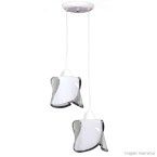 Pendente de vidro Hélice liso fosco 2 lâmpadas fluorescente compacta branco Auremar