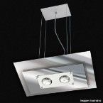 Pendente de vidro Spacial retangular espelhado para 2 lâmpadas prata Pantoja