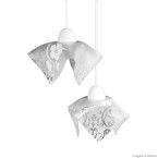 Pendente de vidro Tulipa 2 lâmpadas fluorescente compacta Floral branco Auremar