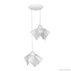 Pendente de vidro Tulipa Xadrez para 2 lâmpadas fosco branco Auremar