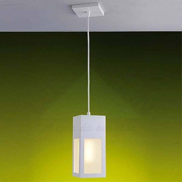 Pendente Exterior Ideal Retangular Metal Branco 1 Lâmpada Bivolt