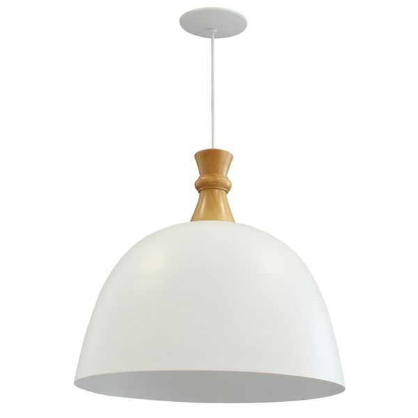 Pendente Inspire Oval Redondo Madeira Branco Bivolt