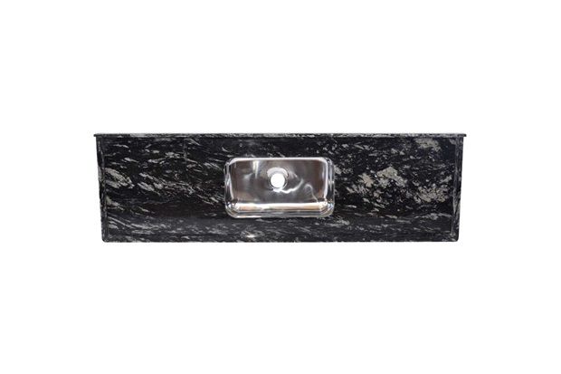 Pia de Granito Preto Indiano 1/2 Cana 150cm com Cuba Inox