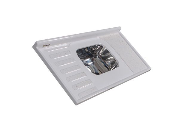 Pia Isocril Sintético com Cuba de Inox Branca 120cm