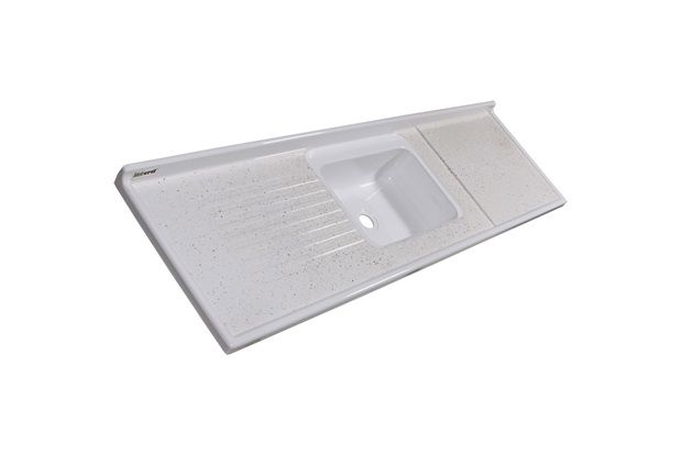 Pia Isocril Sintético com Cuba Esmaltada Simples Branca 180cm