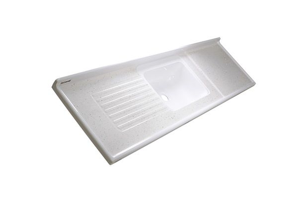 Pia Isocril Sintético com Cuba Simples Branca 200cm