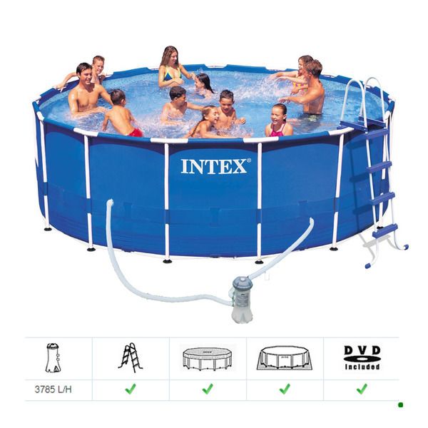 Piscina Armar Redonda 16805L com Escada, Capa, Forro e Filtro 127V(110V) Intex
