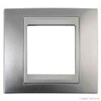 Placa 2x2 Única Prime Exclusive 2 postos com moldura alumínio cromo satinado Schneider