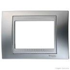 Placa 4x2 Única Prime Exclusive 3 postos com moldura alumínio cromo satinado Schneider