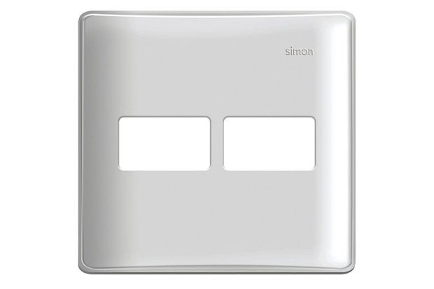 Placa 4x4 2 Postos Horizontais com Suporte Simon 19 Branca