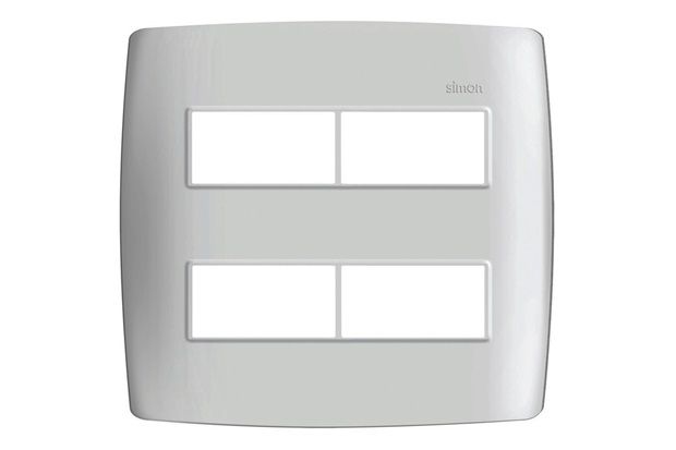 Placa 4x4 4 Postos Separados com Suporte Simon 30 Branca