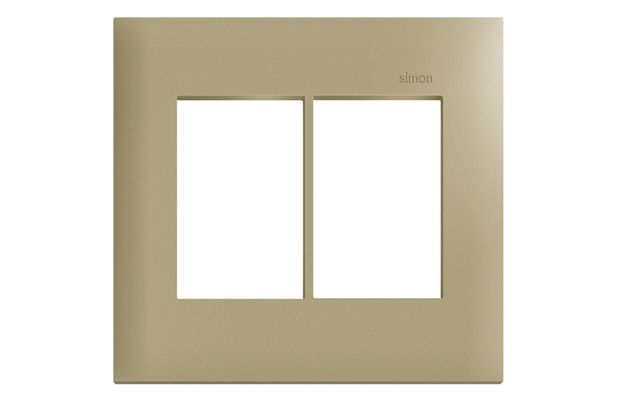 Placa 4x4 6 Postos Horizontais Simon 35 Champagne