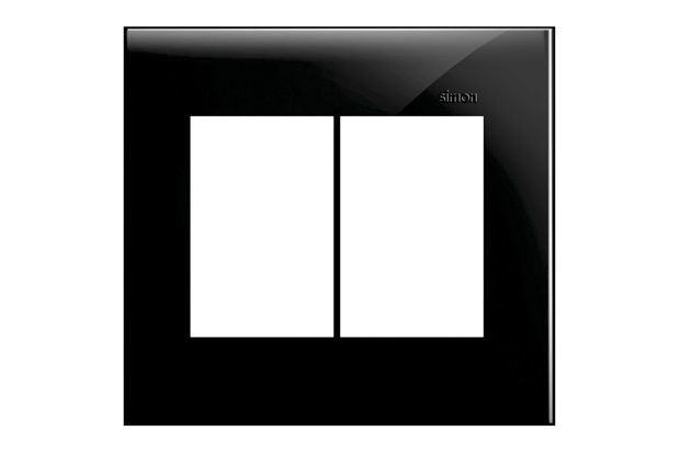 Placa 4x4 6 Postos Horizontais Simon 35 Preta