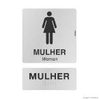 Placa de alumínio 30x21cm - FEMININO/WOMEN - braille natural Sinalize