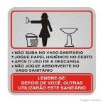Placa de alumínio Procedimento Sanitário Feminino preto e vermelho Sinalize