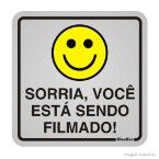 Placa de alumínio Sorria Você Esta Sendo Filmado! amarelo e preto Sinalize