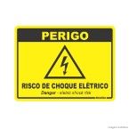 Placa de sinalização 15X20cm PERIGO RISCO DE CHOQUE ELÉTRICO Sinalize