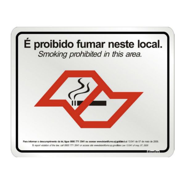 Placa É Proibido Fumar Neste Local Alumínio 20x25cm