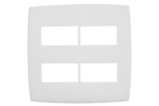 Placa para 2 2 Postos Separados 4x4 Pialplus Gloss Branca