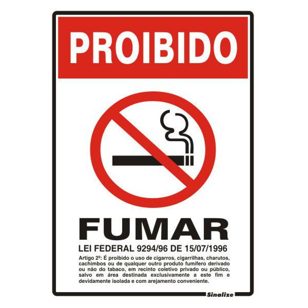 Placa Proibido Fumar Plástico 5x25cm