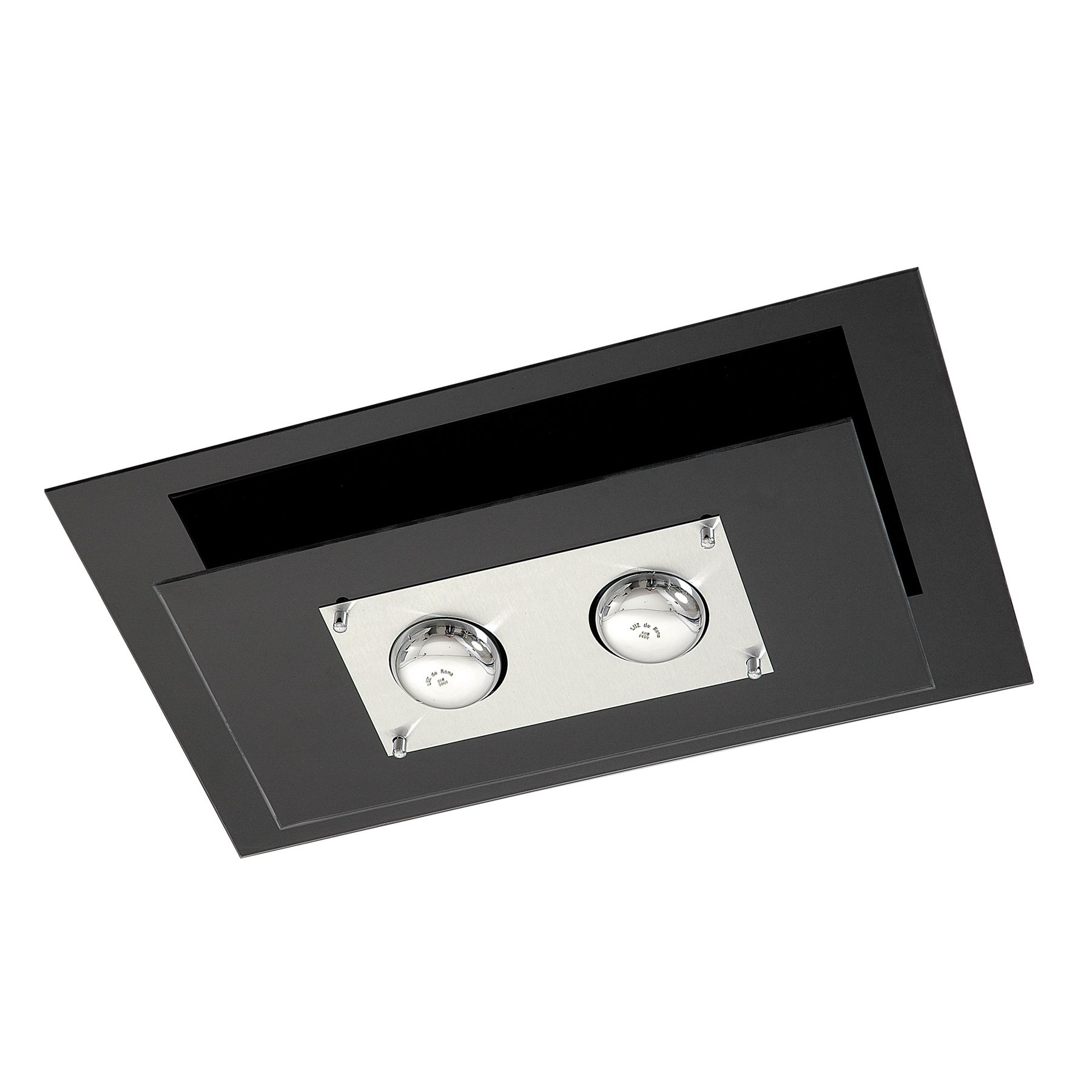 Plafon 136 M Retangular Vidro Comum Preto Bivolt Pantoja