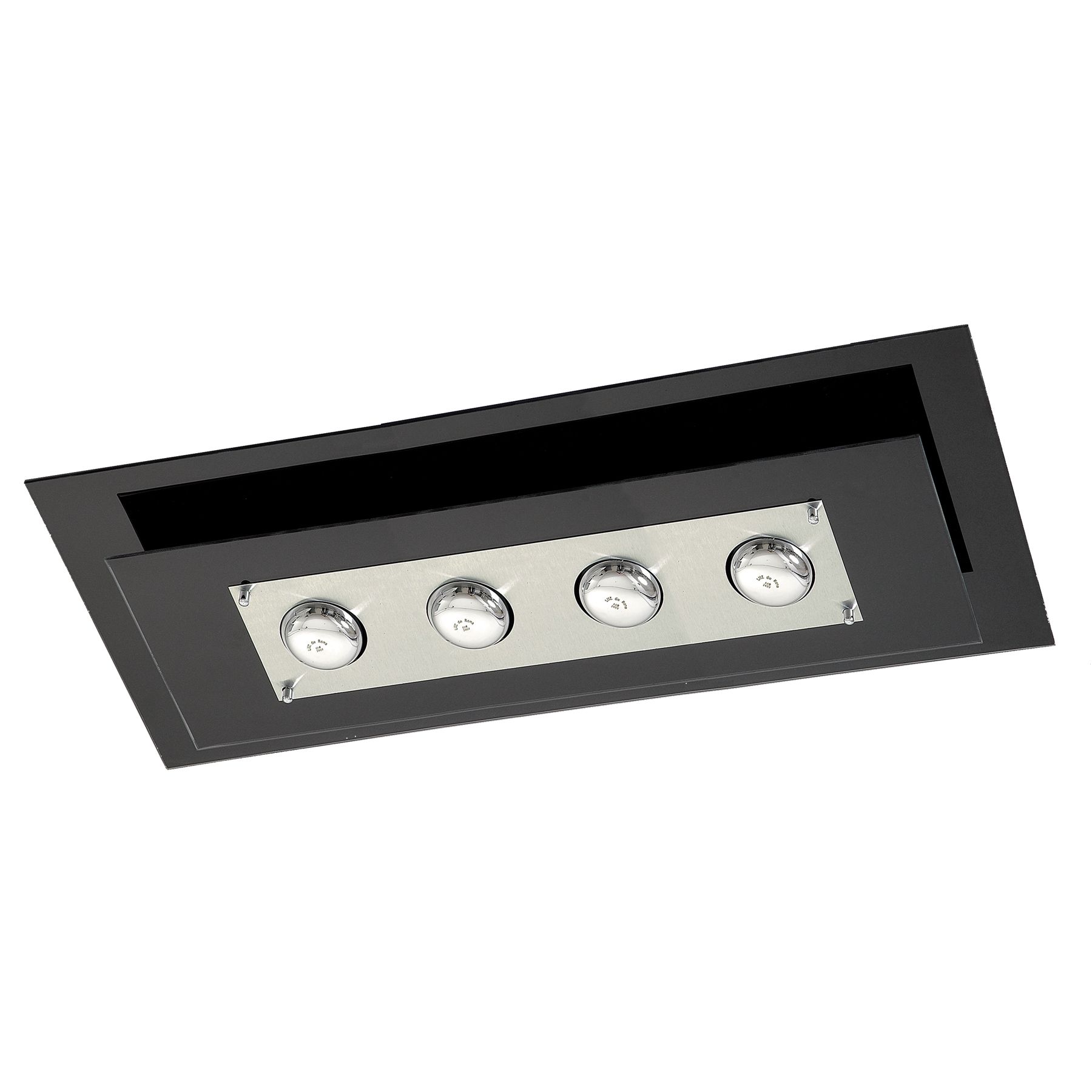 Plafon 138 G Retangular Vidro Comum Preto Bivolt Pantoja