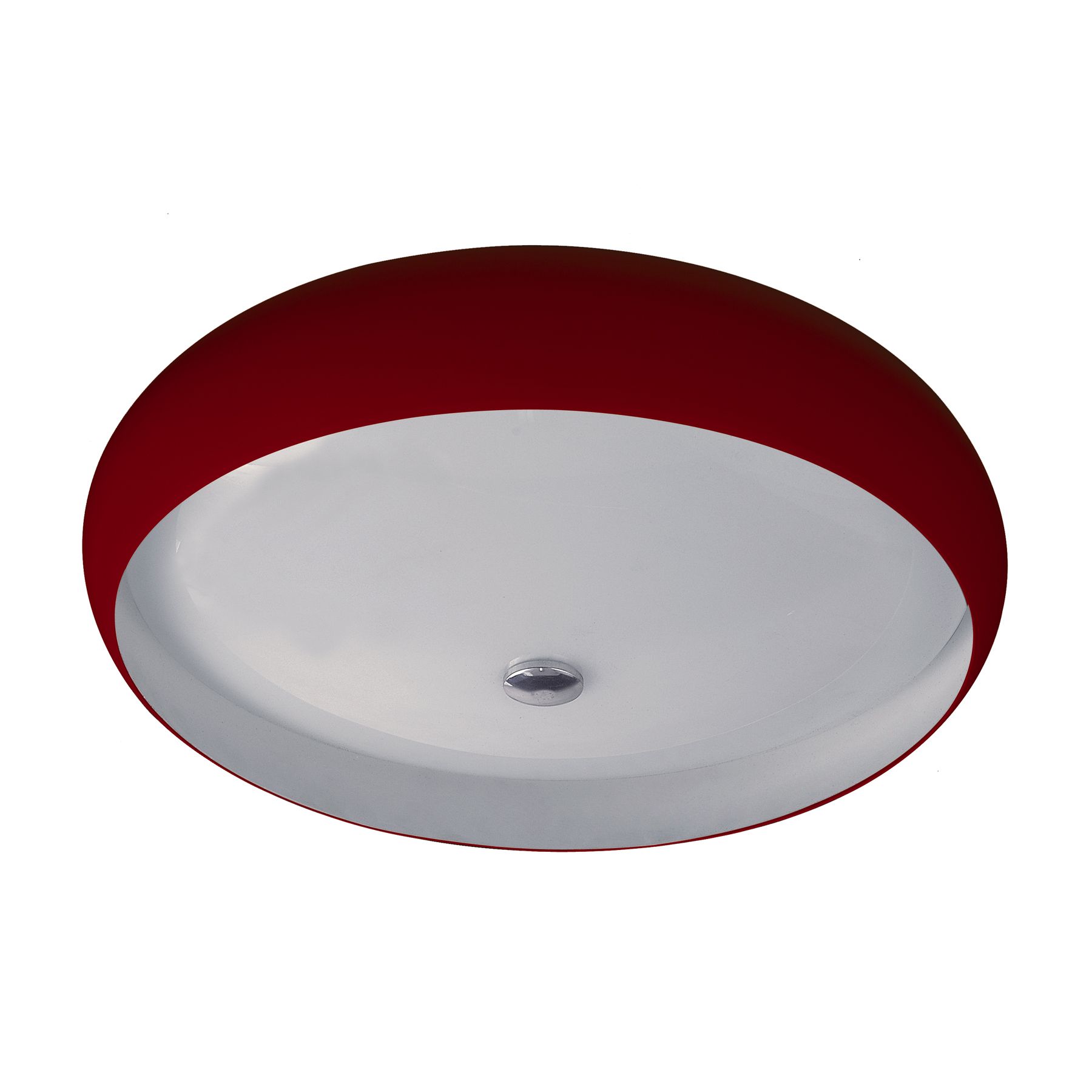 Plafon 3045 M Redondo Vidro Comum Vermelho Bivolt Pantoja