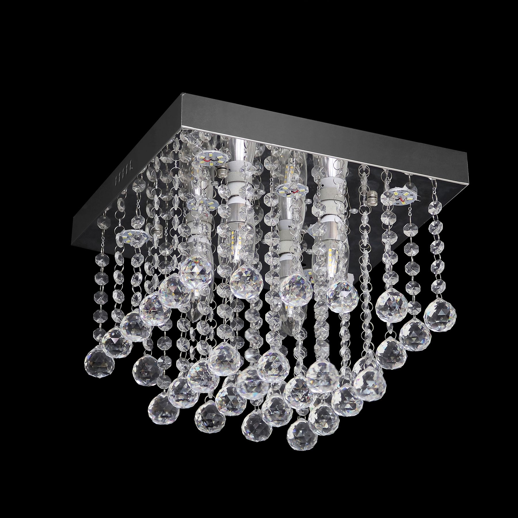 Plafon Crystal M Quadrado Cristal Transparente Bivolt