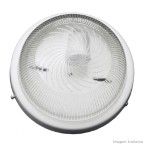 Plafon para 1 lâmpada Raiado sem grade e com vidro transparente branco Joanto