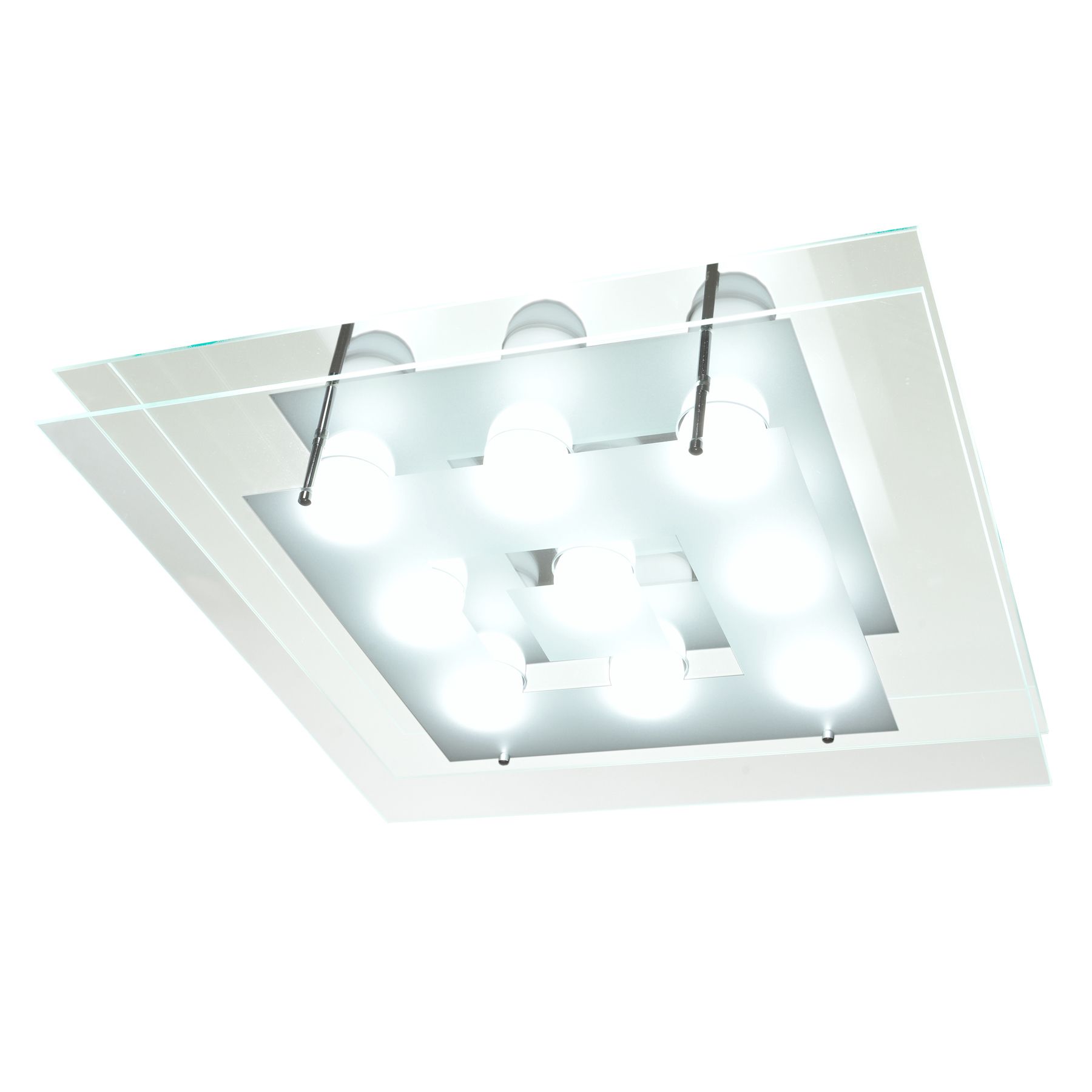 Plafon PFL 339 G Quadrado Vidro Comum Branco Bivolt Pantoja