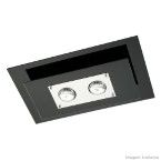 Plafon retangular para 2 lâmpadas E27 Spacial PMR 136 100W vidro preto Pantoja